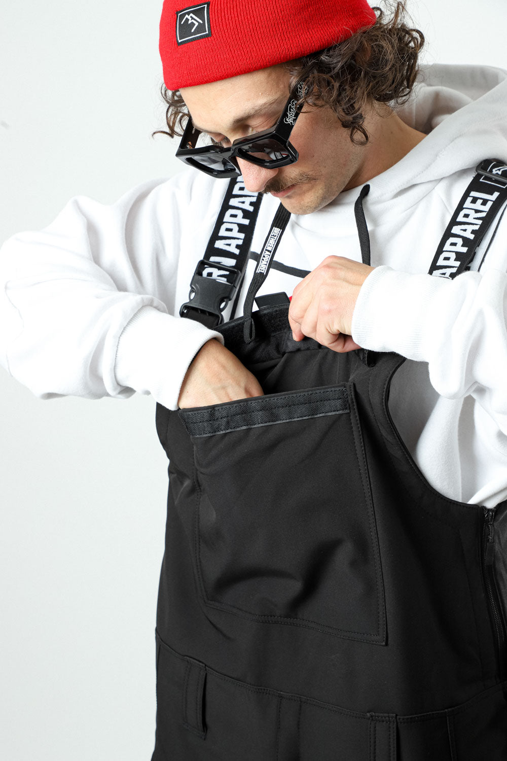 Black snowboard bib pants