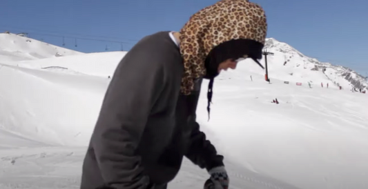 Animal print snowboarding hood