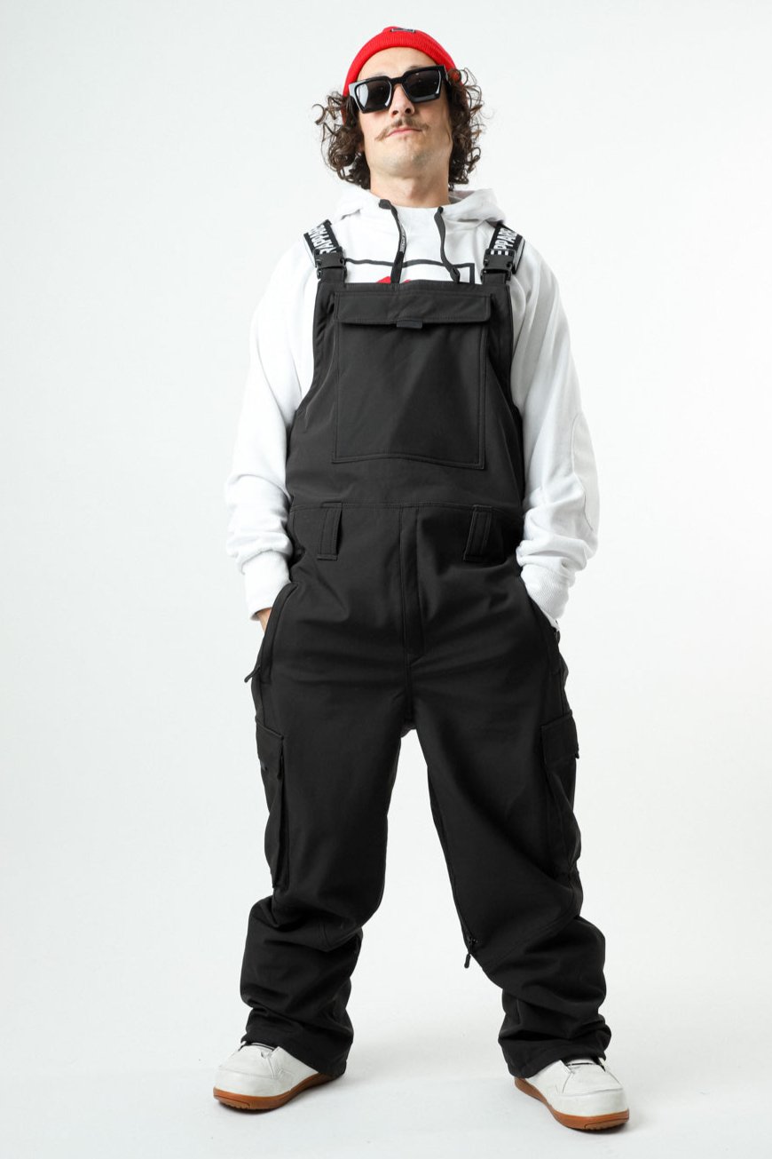 Black snowboard bib pants