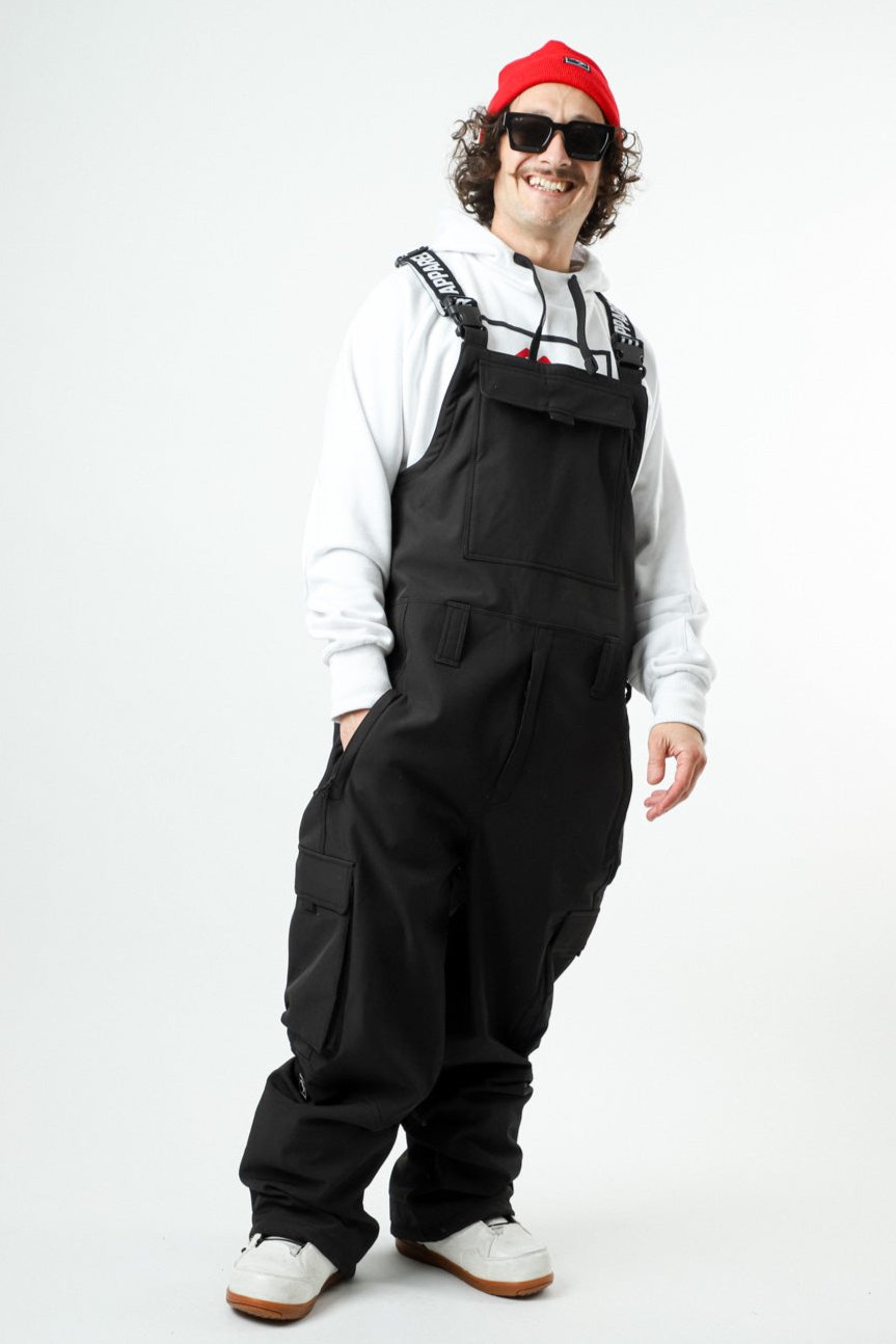 Black snowboard bib pants